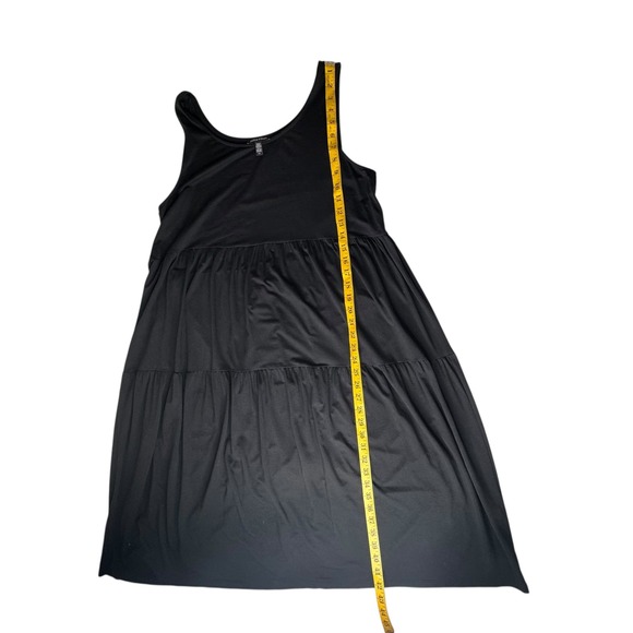 Eileen Fisher Sleeveless Tiered Midi Dress Large Black Minimalist Stretch‎ Soft - Picture 5 of 6